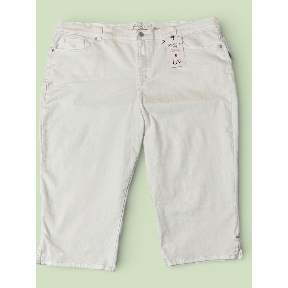Gloria Vanderbilt Amanda Capri White Slimming‎ Effect Denim Jeans Plus Size 24W